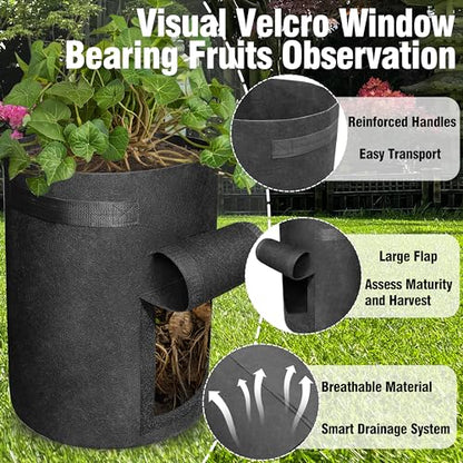 Gardzen 6 Pack BPA-Free 10 Gallon Vegetable Grow Bags