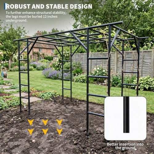 Garvee Large Grape Vine & Cucumber Trellis, 132 inches Garden Arch Trellis - size: 11 x 7.7 x 7.5 Ft T-Insert-Fit
