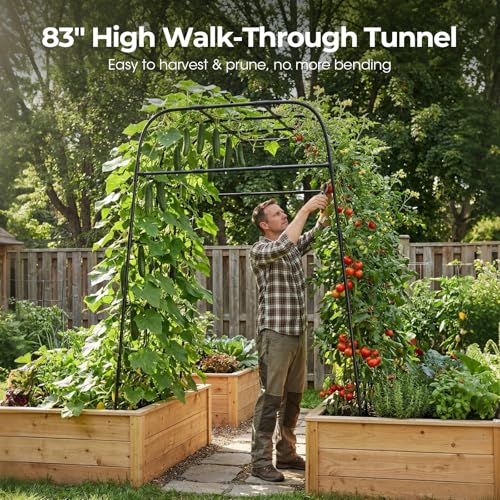 Garden Arch Trellis for Climbing Plants (83" H x 57" L), Metal Cucumber & Tomato Cage, Rustproof Walk-Through Tunnel Support for Pumpkin, Squash, Melon & Rose - style: 83" High x 57" Long (4-Arch)