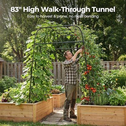 Garden Arch Trellis for Climbing Plants (83" H x 57" L), Metal Cucumber & Tomato Cage, Rustproof Walk-Through Tunnel Support for Pumpkin, Squash, Melon & Rose - style: 83" High x 57" Long (4-Arch)