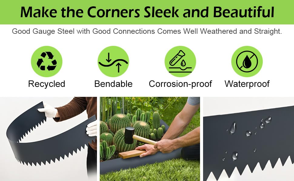Landscape Edging Kit, Galvanized Steel Edging Landscape Lawn Edging Powder for Lawn Yard, Coated Bendable Metal Strips, No-Dig Hammer-in Edging Border w/Clips (6 INCH 6 PCS, Navy Blue) - color: Navy blue, style: Navy blue 6 INCH 6 PCS