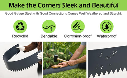 Landscape Edging Kit, Galvanized Steel Edging Landscape Lawn Edging Powder for Lawn Yard, Coated Bendable Metal Strips, No-Dig Hammer-in Edging Border w/Clips (6 INCH 6 PCS, Navy Blue) - color: Navy blue, style: Navy blue 6 INCH 6 PCS