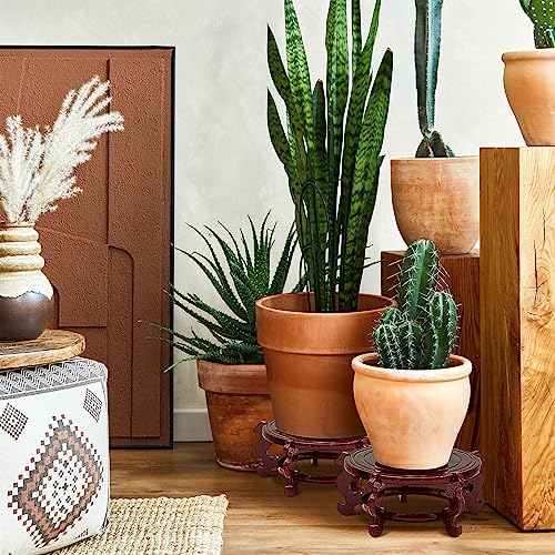 Geetery 2 Pcs 4–12 in Oriental Wooden Plant Stand Indoor Vase Stand, 10 in - size: 10 in