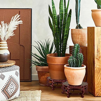 Geetery 2 Pcs 4–12 in Oriental Wooden Plant Stand Indoor Vase Stand, 10 in - size: 10 in