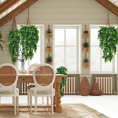 RECUTMS 4 Pcs Artificial Hanging Eucalyptus Greenery Plants 29.9 Inches - color: Green