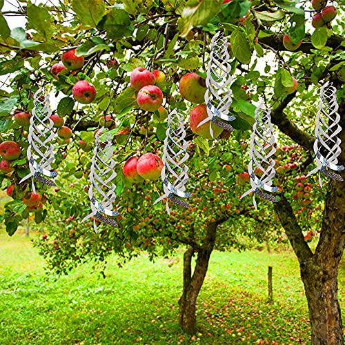 Hausse Bird Repellent Spiral Reflectors Silver Mylar Spinner, Hanging Reflective Bird Deterrent Device, Garden Decorative Scare Birds Away, Like Woodpeckers, Pigeons and Geese, 6 Pack - size: 15.8 Inch, Silver