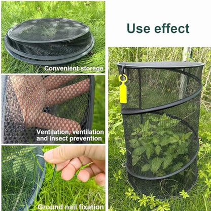 New Pop Up Insect & Bird Barrier Plant Cover Net, 14"x23" Round Foldable Mesh Protector, Garden Cage Guard with Stakes & Carry Bag, Keep Animals & Birds Out for Vegetables and Flowers White - color: White