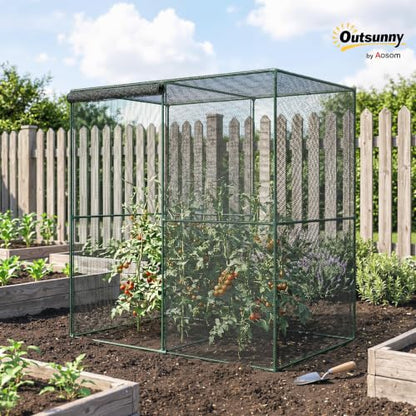 Outsunny 6' x 4' x 6' Crop Cage with Zippered Doors Vegetable Garden, Black - color: Black, size: 6' x 4' x 6'