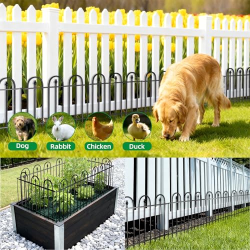 Garden Fence Animal Barrier - 5 Panels, 13 in(H) x 7 ft(L) No Dig Garden Fence, Arched Decorative Garden Fence Border with Ground Stakes, Rustproof Metal Fencing for Yard Patio Dog Rabbit - size: 5 Panels-7 ft(L) X 13in(H)