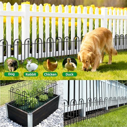 Garden Fence Animal Barrier - 5 Panels, 13 in(H) x 7 ft(L) No Dig Garden Fence, Arched Decorative Garden Fence Border with Ground Stakes, Rustproof Metal Fencing for Yard Patio Dog Rabbit - size: 5 Panels-7 ft(L) X 13in(H)