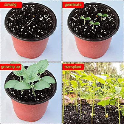 Plastic Planter Nursery Seedlings Pots - 5 Inches 100Pcs Flower Plant Container Seed Starting Pot for Outdoor Succulents Seedlings Cuttings Transplanting - size: 5 x 5 x 4 in