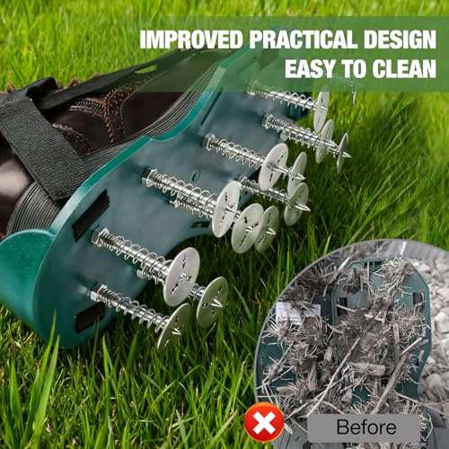 POKSAUAE Adjustable Spiked Lawn Aerator Shoes - Deep Soil Aeration Tool with Breathable Design, Fits 5-12 to Protect Lawn & Boost Soil Health
