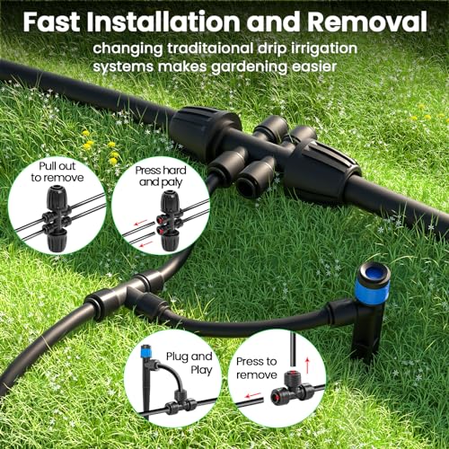 MIXC Drip Irrigation System,Quick Connector Garden Watering System Automatic Sprinkler System Kit for Lawn Raised Bed Greenhouse Plant Watering System (16FT Main Tube+ 79FT 1/4'' Tube) - size: 16FT Main tube+ 79FT 1/4'' tube