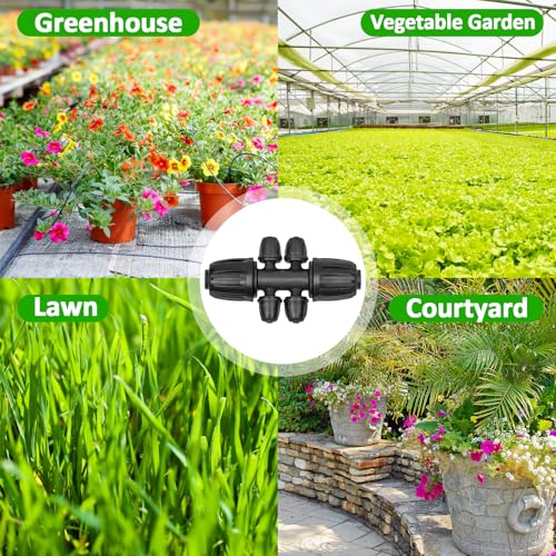 13 Pack 1/2 Inch to 1/4 Inch Drip Irrigation Fittings, 1/2" (1/2" ID x 0.65" OD) to 1/4" Drip Line Reducing Tee 1/2" x 1/4" 6 Way Splitter Connectors for Garden Irrigation System - size: 1/2" x 1/4" 6 Way Splitter