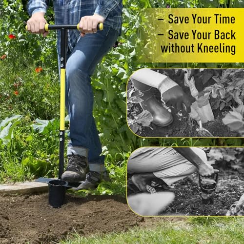 Jardineer 2PCS Bulb Planter Tools Set, Long Handle Garden Transplanter and Small Bulb Planting Tool with Deep Marker, Ideal for Planting Bulbs, Seedlings, Flowers & Vegetables - color: black set