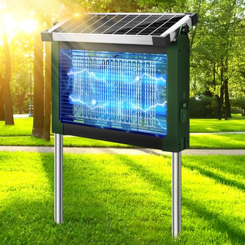 Solar Bug Zapper Outdoor, Mosquito Zapper 4500V Cordless Waterproof - color: Green