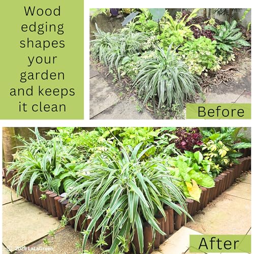 LaLaGreen Wooden Fence Panel (30x8in, 2 Pack) Flower Garden Edging Border - size: 8" x 2 Pack