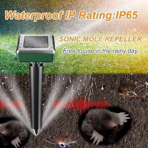 Mole Repellent Solar Powered 8 Pack Sonic Mole Deterrent Spikes, Snake Gopher Vole Repellent for Lawn Garden & Yard Gopher Deterrent, Groundhog Repellent