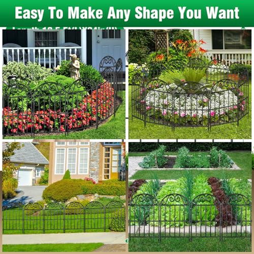 ADAVIN Collapsible Garden Fencing 24 inch high, 10 Panels Animal Barrier - color: Black, size: 24in(H)x12in(L) 10 Panels