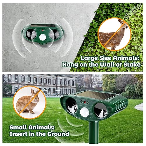 4 Pack Solar Ultrasonic Deer Repellent & Animal Repellent Outdoor
