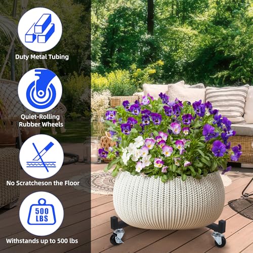 Heavy Duty Plant Stand with Wheels, Adjustable Caster Rolling Caddy