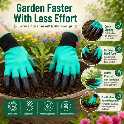 1Pair Gardening Gloves with Claws, Latex Anti Prick Protection, for Digging Soil, Planting Vegetables and Flowers, Forestry