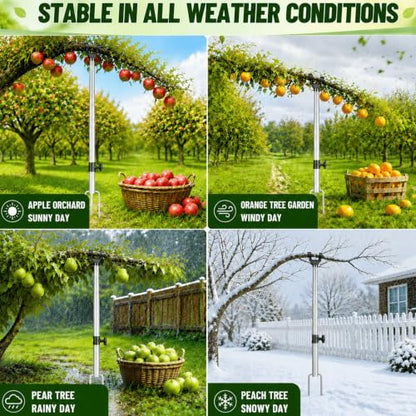Heavy Duty Tree Support Pole for Fruit Trees, Adjustable 29"-104" Tree Branch Support with Reinforced Stainless Steel Ground Anchor, Telescoping Plant Support Tree Stake to Prevent Branch Breakage
