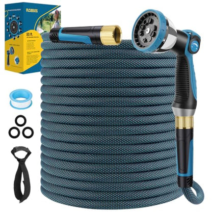 Non-Expandable Garden Hose 50 ft, Lightweight Flexible Anti-Kink - color: Blue, size: 50ft