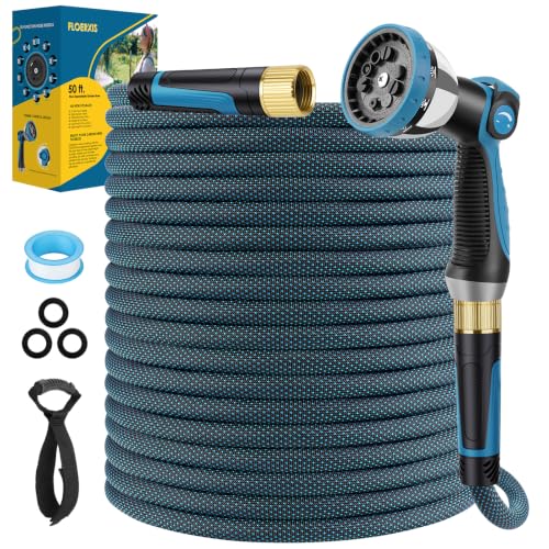 Non-Expandable Garden Hose 50 ft, Lightweight Flexible Anti-Kink - color: Blue, size: 50ft