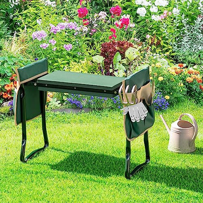 GIANTEX Garden Kneeler & Seat, Heavy-Duty Garden Bench, Green with 2 Bags - color: Teal Green, size: 23” x 11” x 19.5”