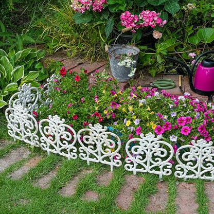 Sungmor Cast Iron Garden Edging, 11.8 Inches Tall 4 Pack Rustic White - color: Rustic White - 11.8inch Tall