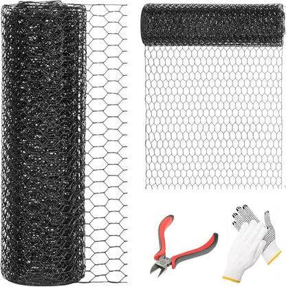 1/2 Inch Black Wire Mesh Roll - 24'' x 100' Chicken Wire Fence, 20 Gauge Hardware Cloth Poultry Netting for Garden/Animal Barrier/Rabbit/Floral/Chicken Coop/DIY Projects - size: 20 Gauge-1/2 Inch-24'' x 100'