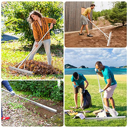 Landscape Rake, 36" Head Aluminum Lake Weed Rake for Lawns Lake Garden Pond