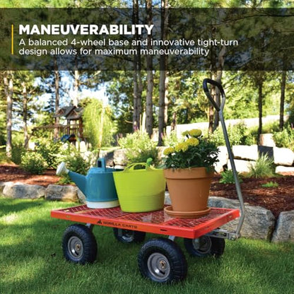 Gorilla Carts Steel Utility Garden Cart, 800 lb. Capacity, 4 Cu Ft, Red - color: Red