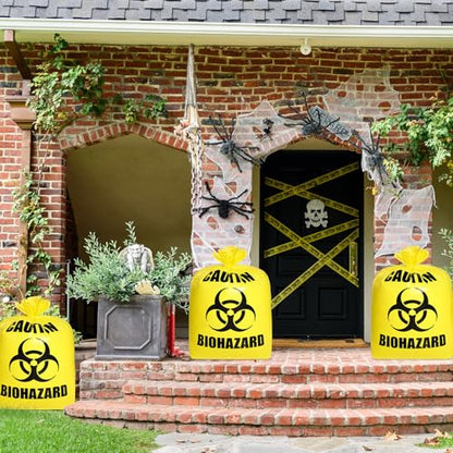 Qilery 4 Pcs Large Halloween Lawn Leaf Trash Bags Outdoor,Biohazard - style: Biohazard