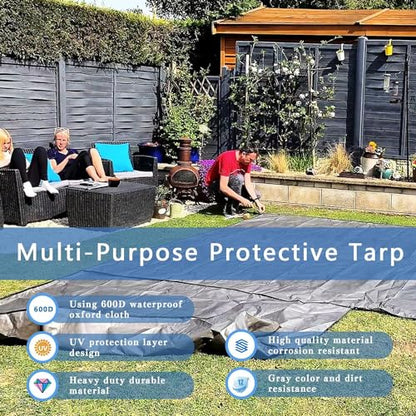 5x7ft Black Tarp Heavy Duty Waterproof, Oxford Fabric Cover 20mil - size: 5x7ft