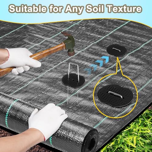 200Pcs Landscape Staple Gaskets, Plastic Garden Stake Washers - color: Black