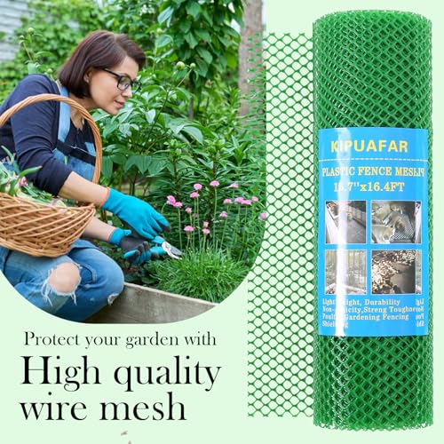 Plastic Wire Mesh Fence Roll - Ideal for Poultry, Rabbit, Barrier & Gardening - Durable Plastic Chicken Wire Mesh - Versatile Plastic Fencing (Green, 15.7IN*6.56FT), SL001 - color: Green, size: 15.7 IN * 6.56 FT