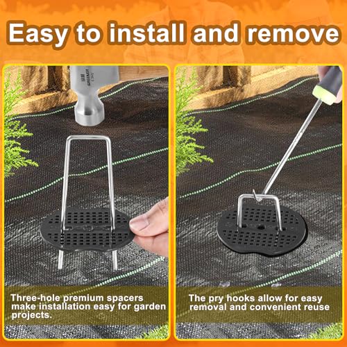 100 Pcs 6" 11 Gauge Landscape Staples with Gaskets & Remover Tool - color: Matt Black