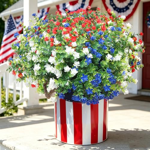 Red White and Blue Flowers, 4th of July Decorations, Porch Decor 12 - color: Bright-bluebright-redwhite