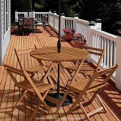 Furinno TIOMAN Outdoor Foldable Patio Table, Natural - size: Round Dining Folding Table