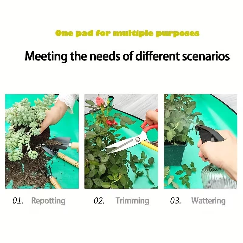 Portable Waterproof Gardening Mat – 26in Plant Potting & Repotting Mat for Indoor Gardening, Succulent Transplanting, Seed Starter Tray, Plant Accessories, Gardening Essentials, Greenhouse Floor