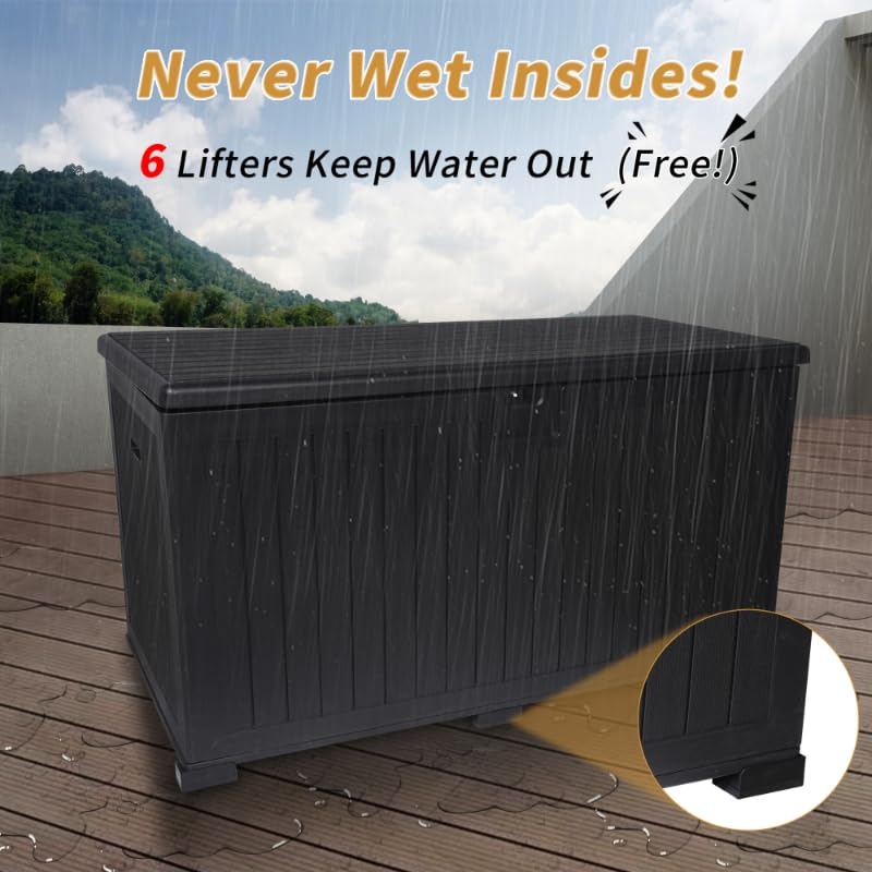 230 Gallon Resin Outdoor Deck Box, Lockable Large Patio Storage Bin, Black - color: Black