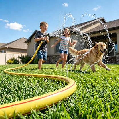 50 ft 3/4” Heavy Duty Garden Hose, Solution4Patio, Male to Female Fittings - color: Yellow/Red, size: 3/4 in. x 50 ft.