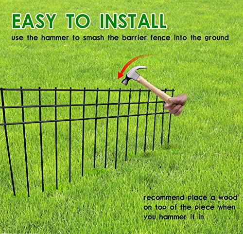 24x15-inch No Dig Animal Barrier Fence, 10 Pack Black Dig Protective Fence with 1.5 inch Spike spacing, Dog/Rabbit/Groundhog Underground Defence, for Outdoor Garden Patio - size: 10 pack 24x15-inch black