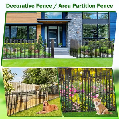 No Dig Garden Fence 40" H x 22.5'L Decorative Yard Dog Outdoor Panels - size: 40 in(H) X 22.5 ft(L)