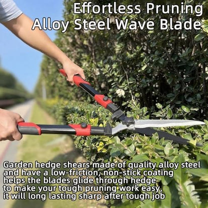 YRTSH Hedge Shears, Extendable 26"-32" Hedge Clippers with Sharp Wavy Blade - style: Telescopic Hedge Shears