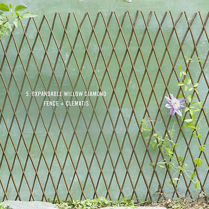Natural Lattice Willow Trellis Fence for Climbing Plants,Expandable Garden Fence Wall Panel, Outdoor Decorative Wood Fence (4 Pieces)