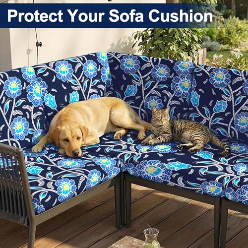 Smiry Waterproof Patio Cushion Covers, Stretch Outdoor Furniture Covers - color: Midnight Blue, size: 12PCS