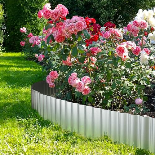 LAVEVE Corrugated Metal Garden Edging 6" x 40Ft, Landscape Edging Border - color: Silver